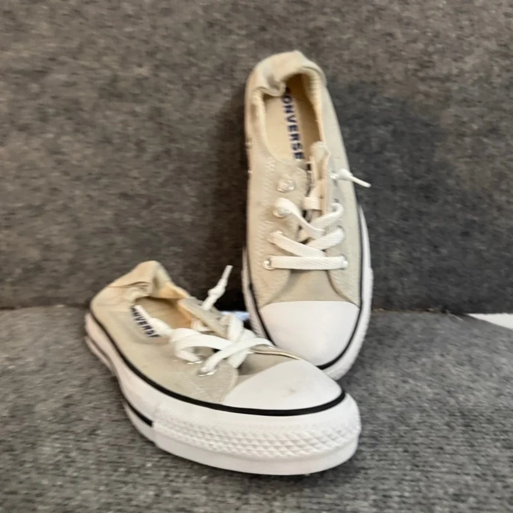 Converse Chuck Taylor All Star Shoreline Slip On Sneakers Beige Canvas Womens 8
